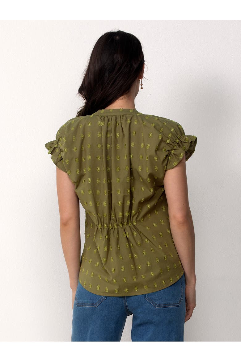 Cotton Peasant Blouse, Alternate, color, Olive
