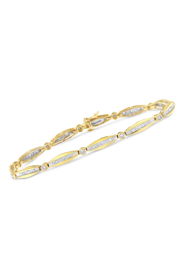 14K Gold 1-1/2 Cttw Diamond Bezel and Tapered Link Bracelet, Alternate, color, Yellow