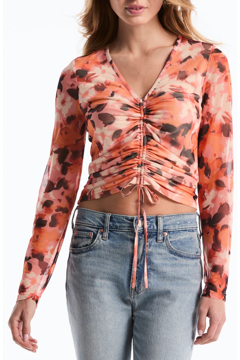 Cinched Mesh Top, Main, color, CARROT