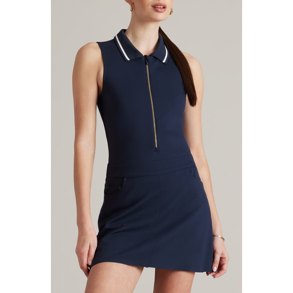 Shop Rhone Pin Ponte Minidress In Navy Blue