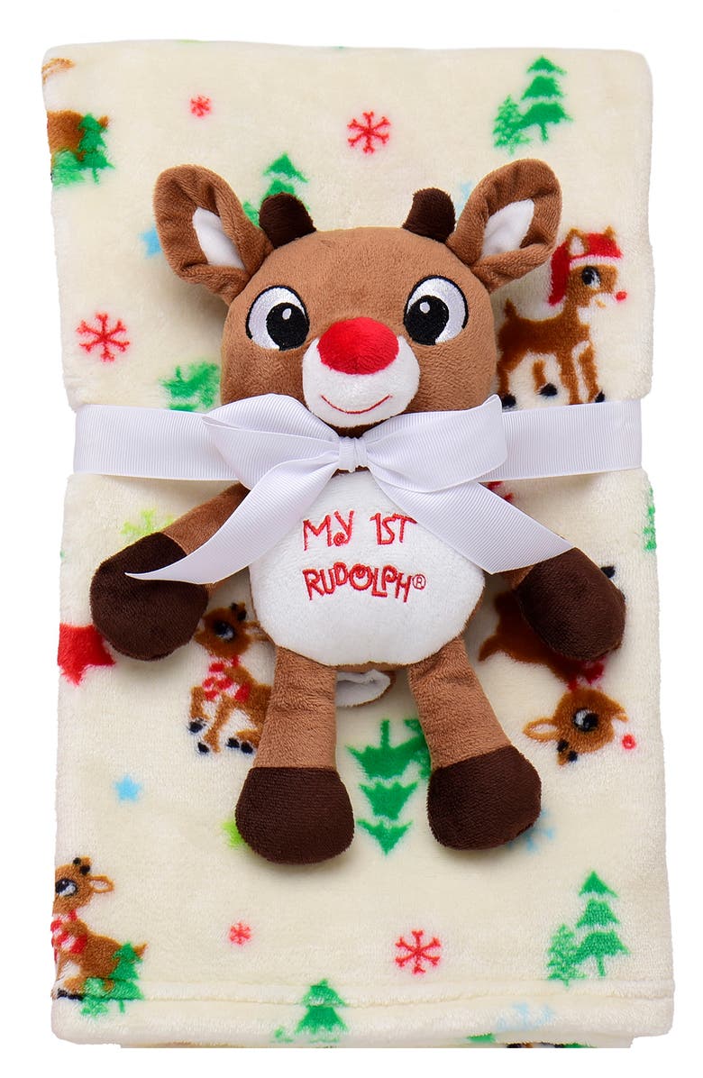 BABY STARTERS Roudolph Commoromative Plushie & Blanket Set, Main, color, Ivory