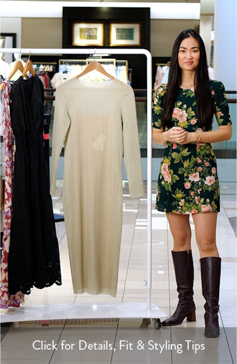 Plissé Pleat Long Sleeve Body-Con Maxi Dress, sales video thumbnail