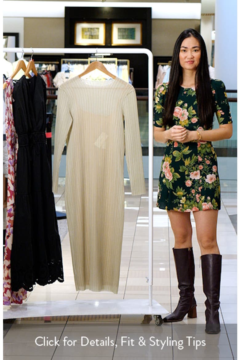 Plissé Pleat Long Sleeve Body-Con Maxi Dress video