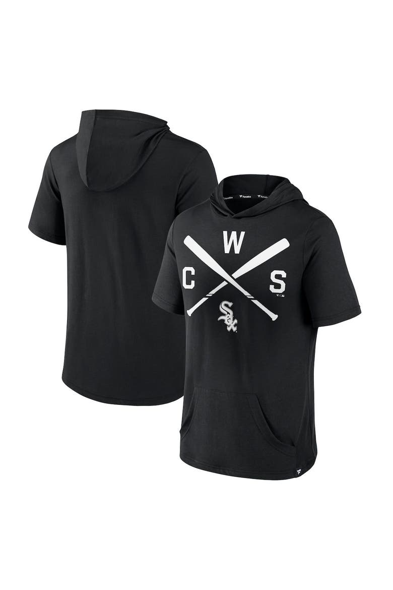 Men's Fanatics Branded Black Chicago White Sox Iconic Rebel Short Sleeve Pullover Hoodie, Alternate, color, Black
