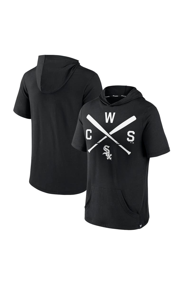 FANATICS Men's Fanatics Branded Black Chicago White Sox Iconic Rebel Short Sleeve Pullover Hoodie, Alternate, color, Black