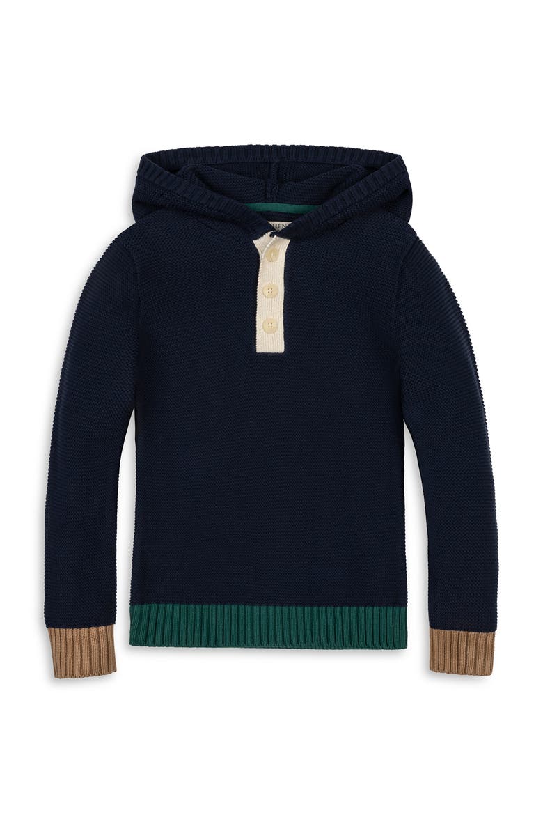 Kids' Organic Henley Sweater Hoodie, Main, color, Navy Colorblock
