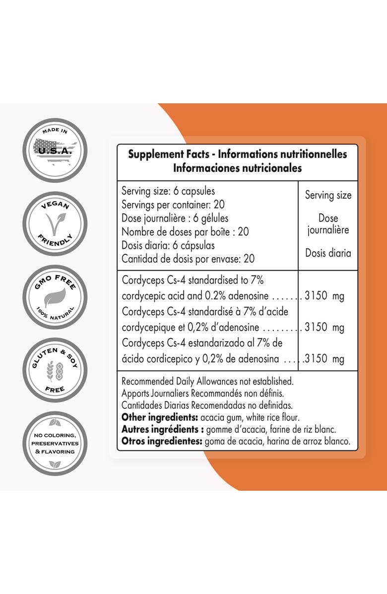 SuperSmart Cordyceps Cs-4 3150mg per Day, Alternate, color, NO COLOR