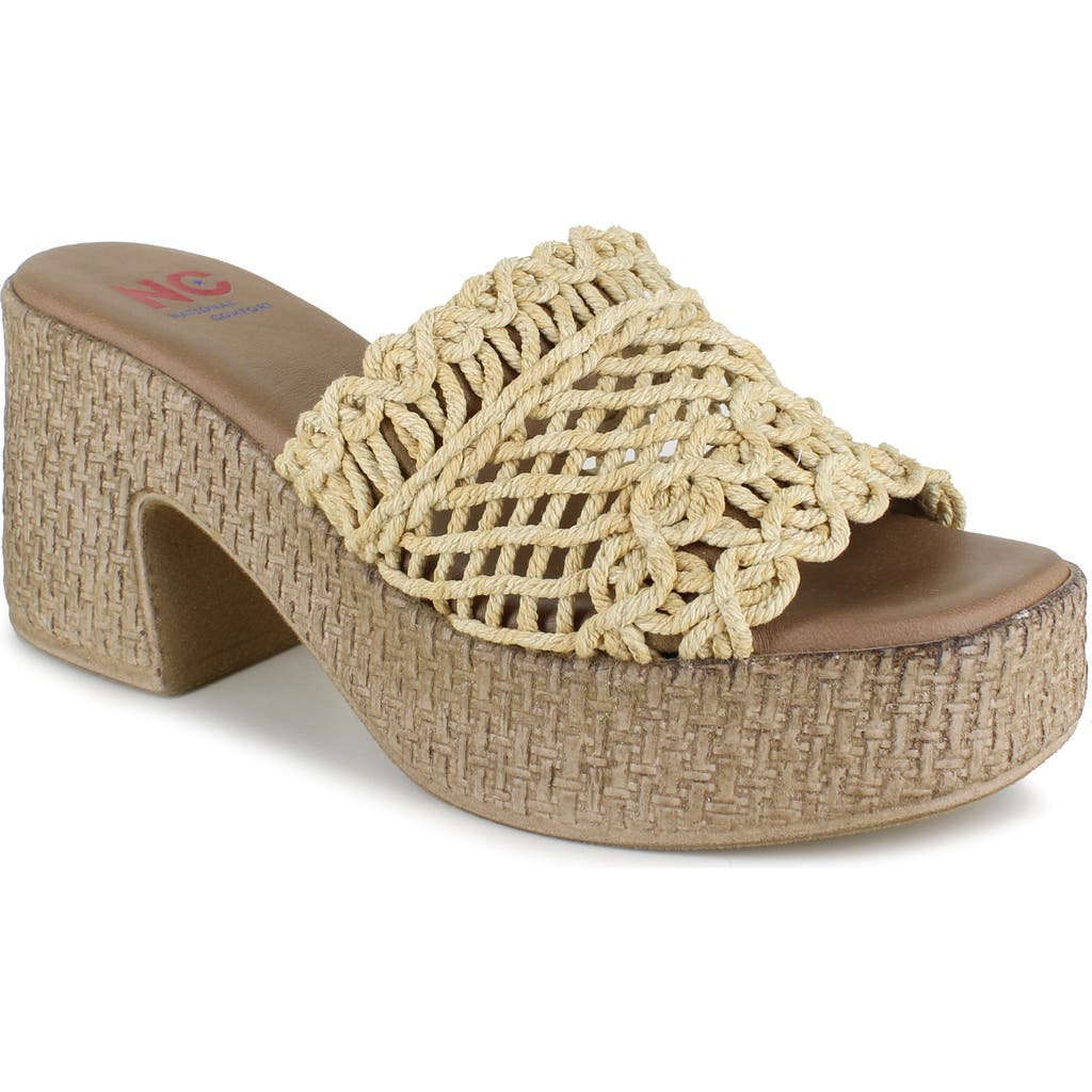 National Comfort Callela Platform Slide Sandal In Natural Fabric