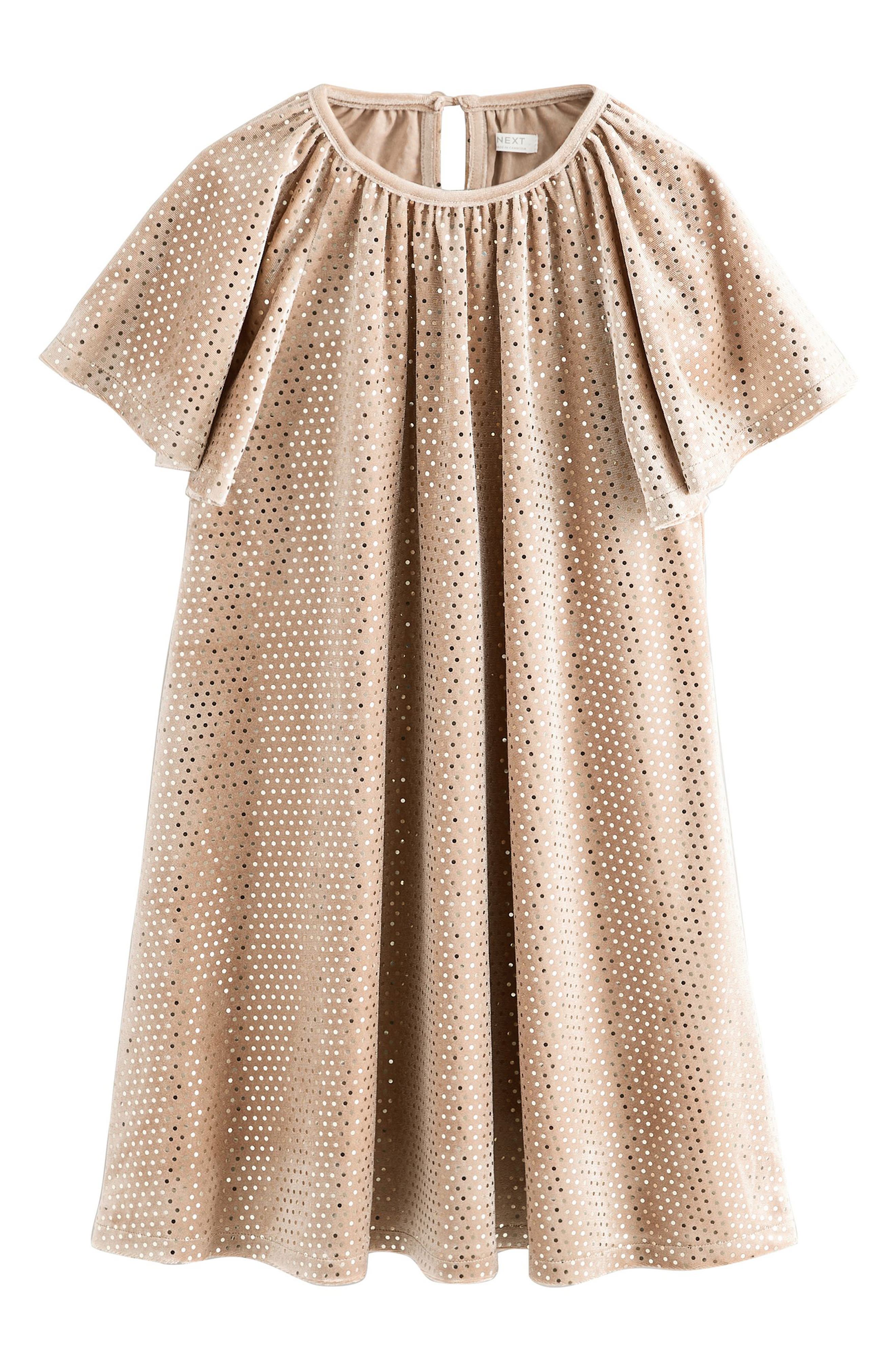 NEXT Kids' Metallic Dot Velvet Dress
