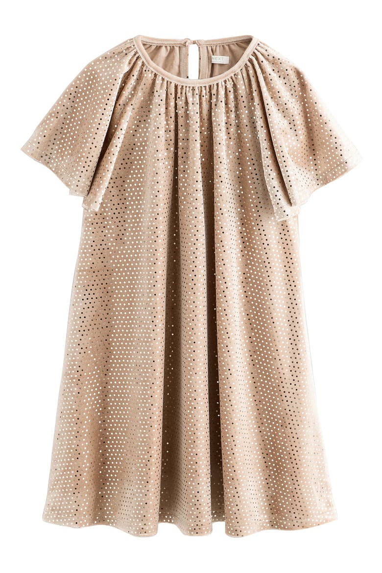 Kids' Metallic Dot Velvet Dress, Main, color, YELLOW