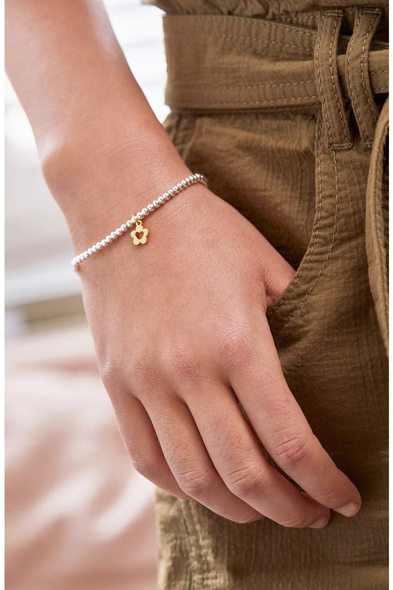 Sienna Flower Heart Beaded Stretch Bracelet, Alternate, color, GOLD AND SILVER