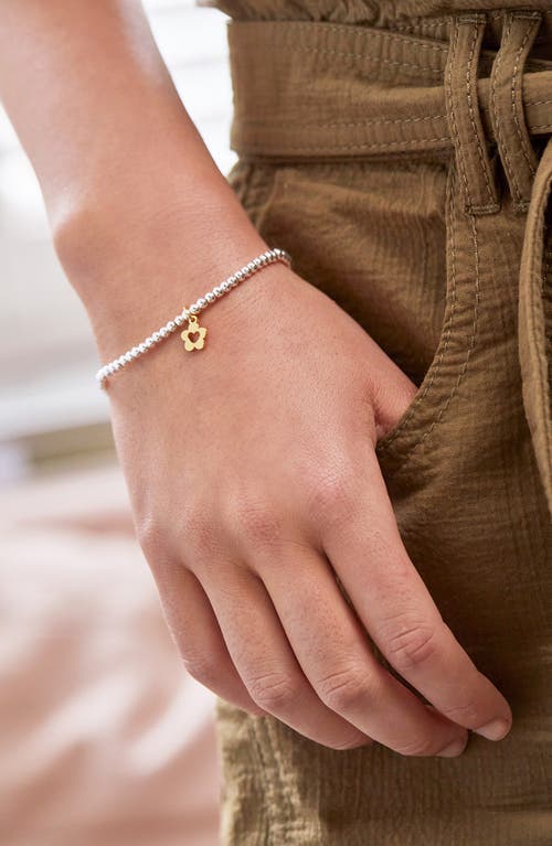 Estella Bartlett Sienna Flower Heart Beaded Stretch Bracelet In Gold