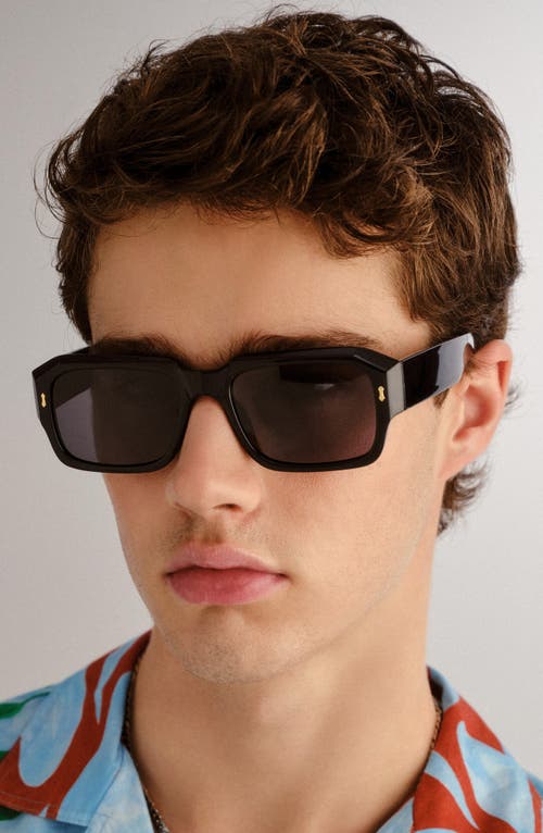 Aire Pluto 53mm Rectangular Sunglasses In Black/smoke Mono Polarized