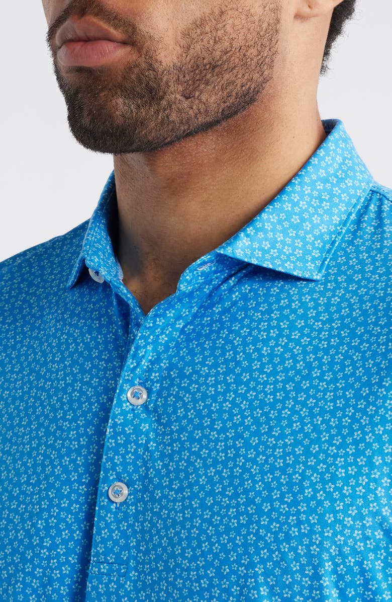 johnnie-O Plumeria Floral Featherweight Performance Polo, Alternate, color, Palisades Blue