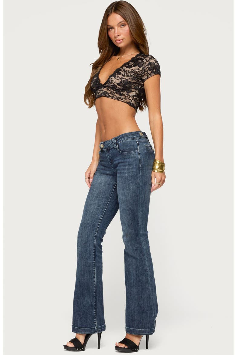 Aloya Lace V-Neck Crop Top, Alternate, color, BLACK