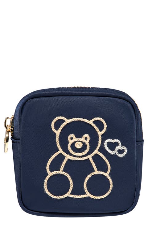 Mini Embroidered Bear Pouch