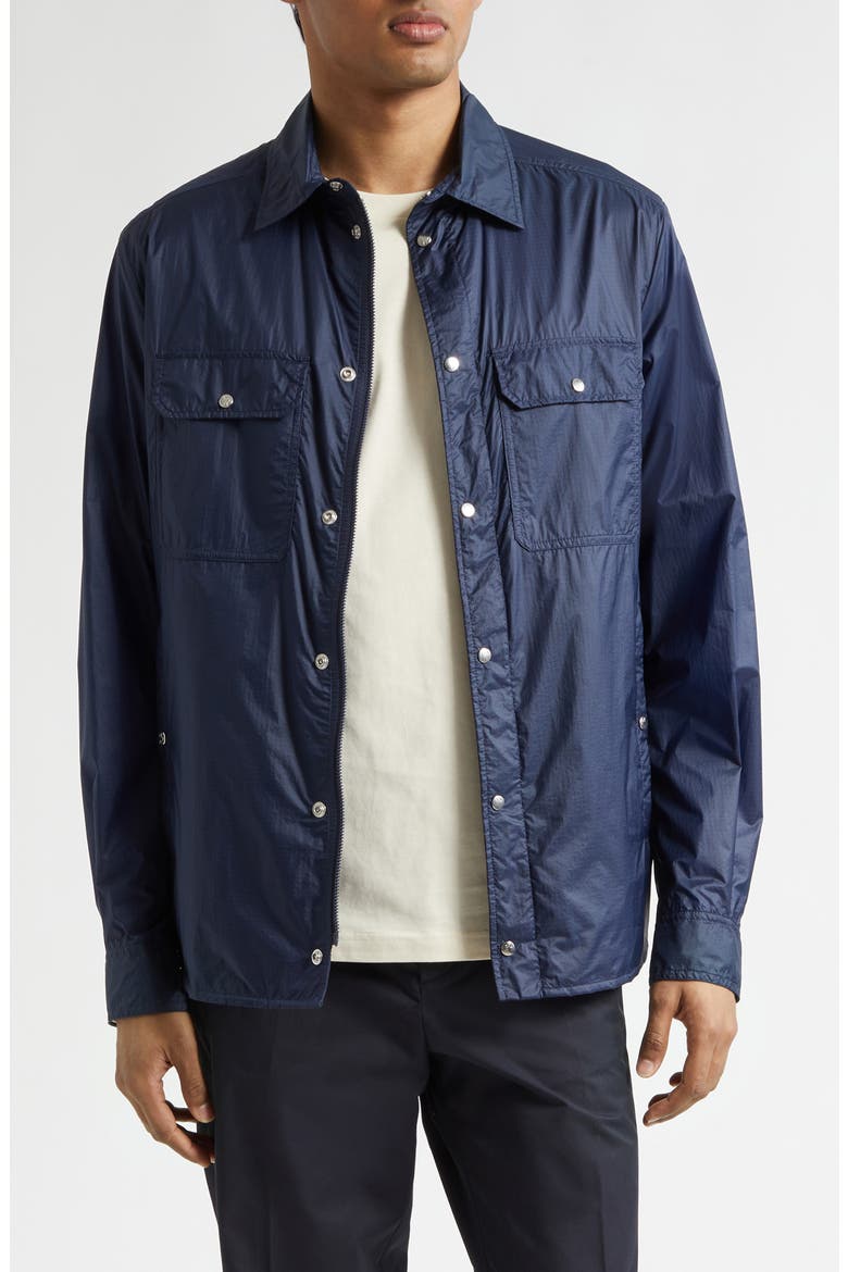 Water Repellent Nylon Ripstop Shirt Jacket, Main, color, NAVY BLUE