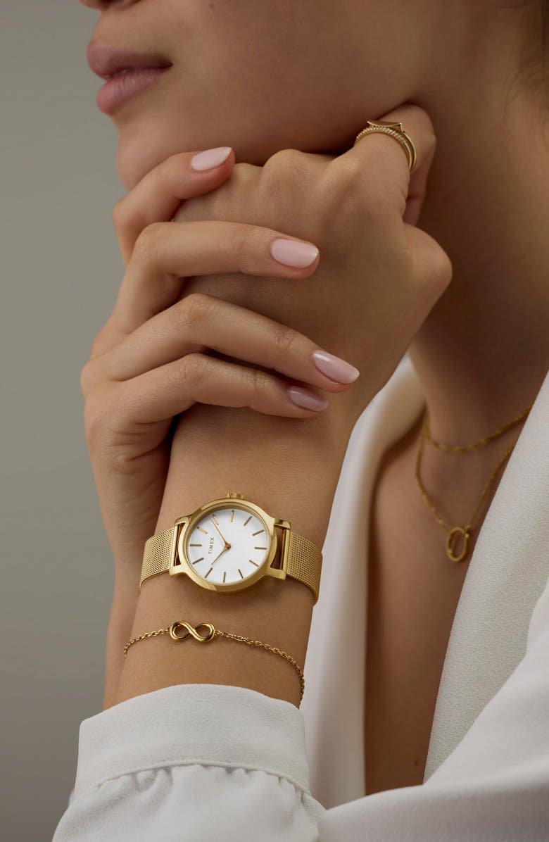 Timex<sup>®</sup> Transcend<sup>™</sup> Mesh Strap Watch & Bracelet Gift Set, 31mm, Alternate, color, White