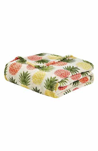 Luxury Home Tropical Pineapple Print Plush Throw Blanket