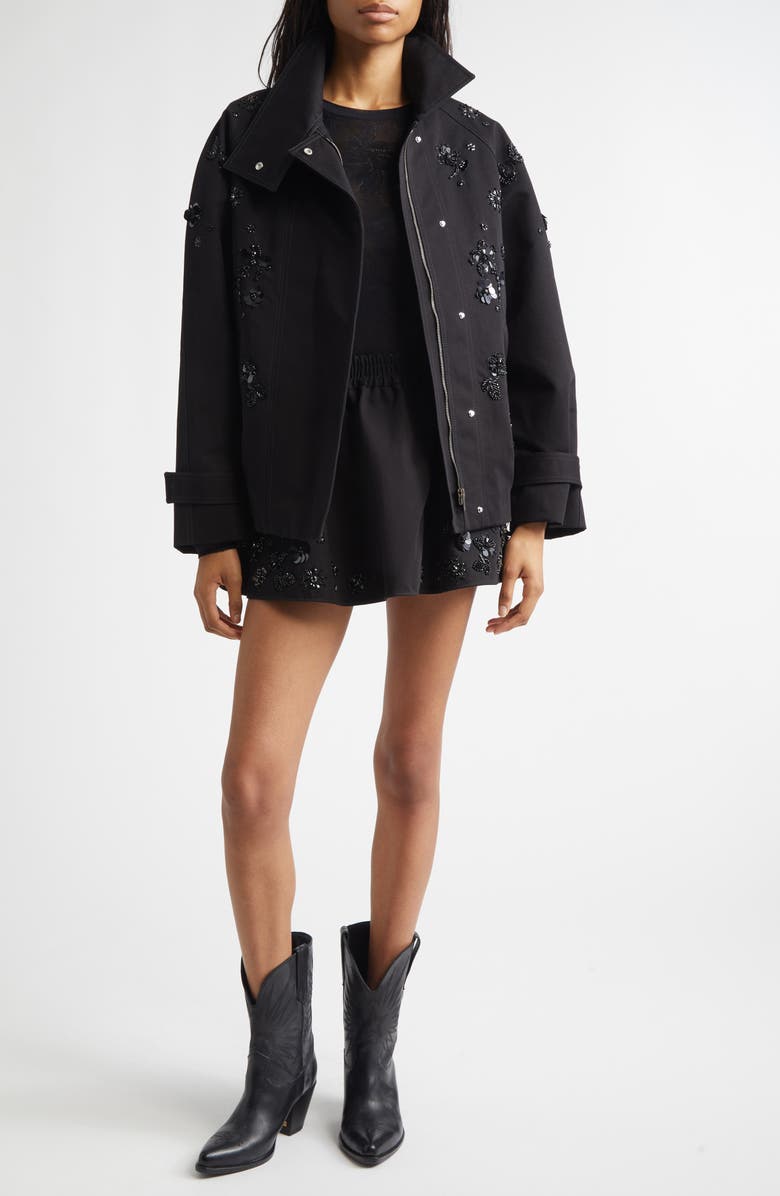 Golden Goose Journey Short Trench Coat, Alternate, color, Black