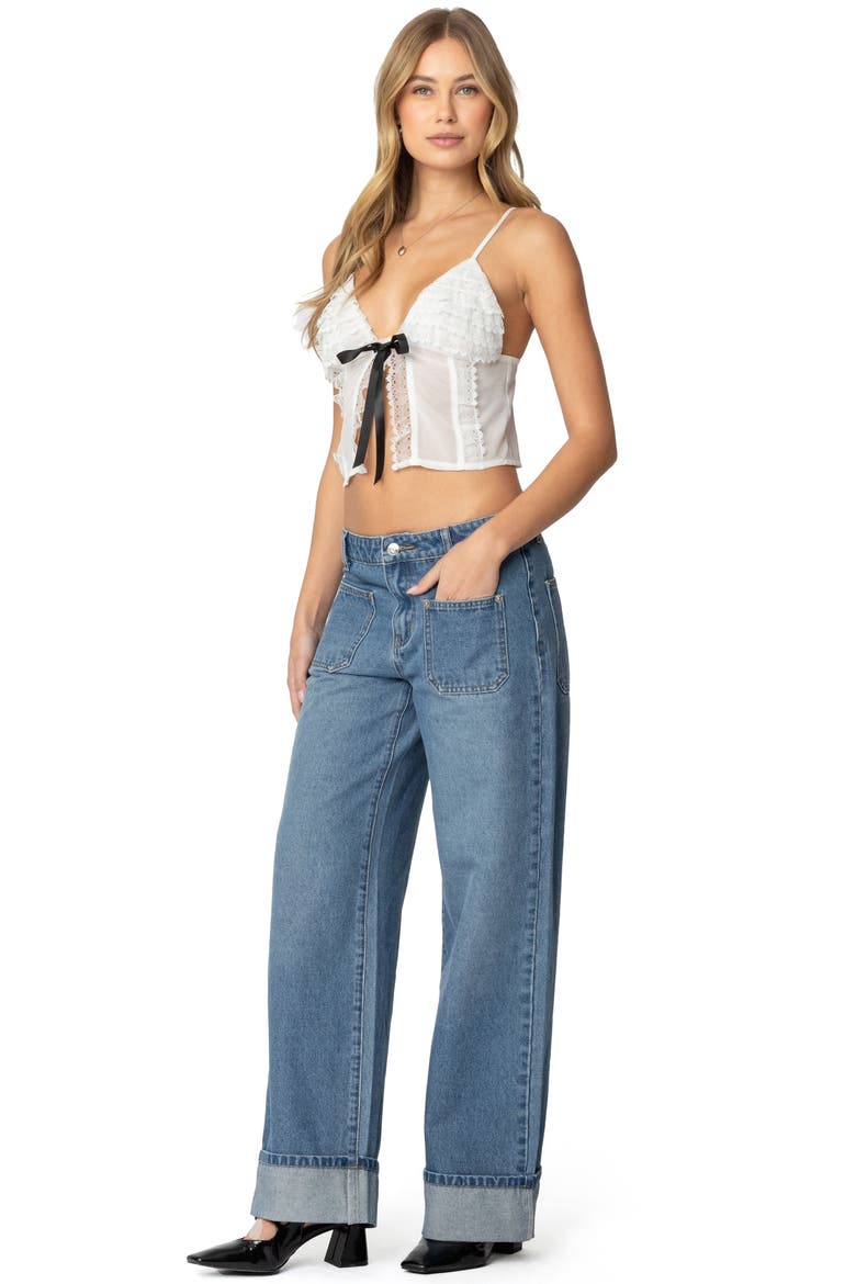Ruffle Babydoll Crop Top, Alternate, color, WHITE