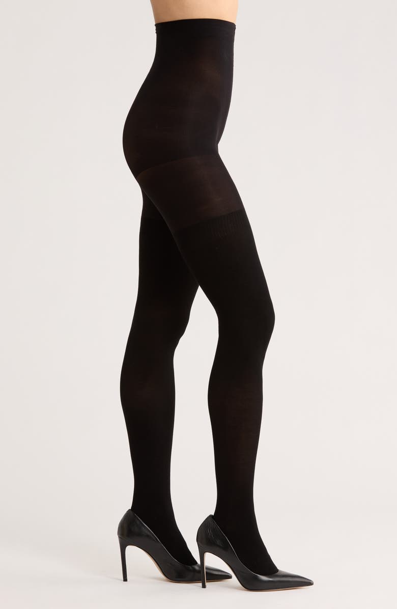 Nordstrom Faux Thigh High Rib Tights, Main, color, Black