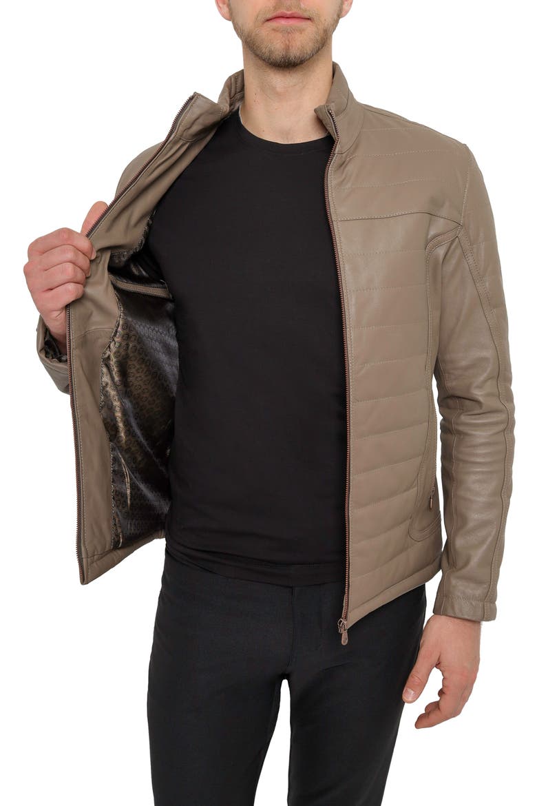 Quilted Leather Jacket, Main, color, TAUPE