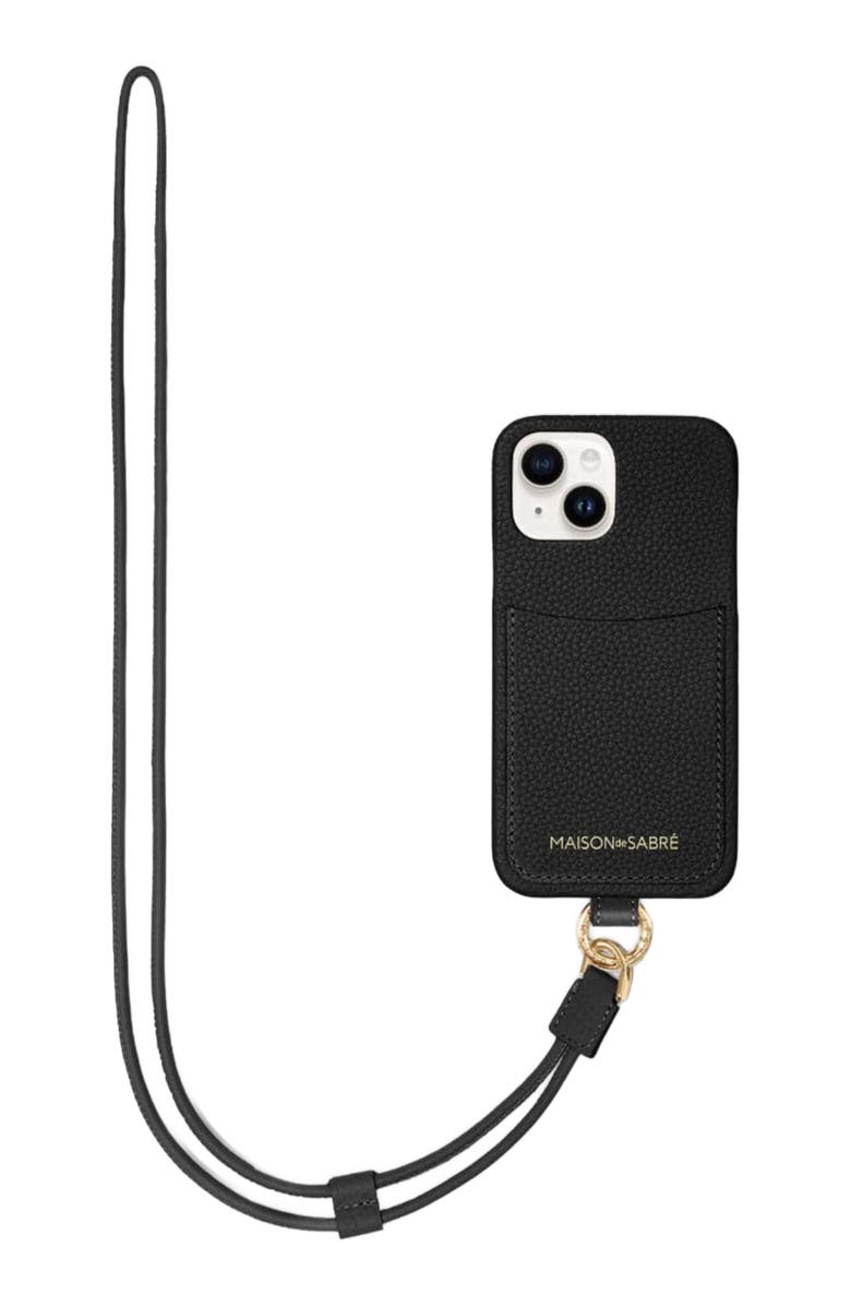 MAISON de SABRÉ Sling Phone Case, Main, color, Black Caviar