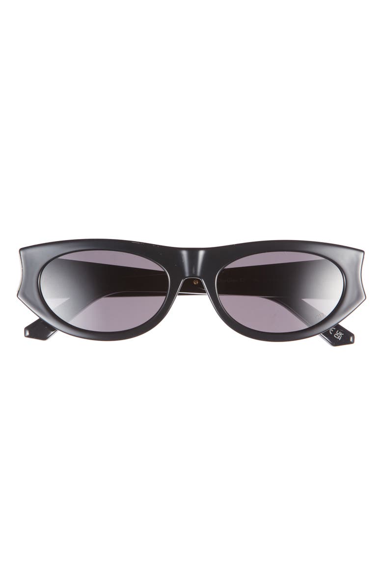 DIOR Glow B2I 53mm Oval Sunglasses, Main, color, Shiny Black / Smoke