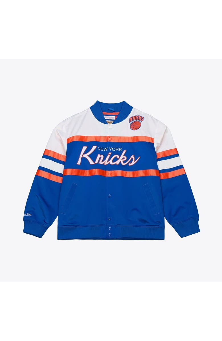 Mitchell & Ness Men's Mitchell & Ness  Royal New York Knicks Hardwood Classics Head Coach Lightweight Satin Full-Snap Jacket, Main, color, Royal