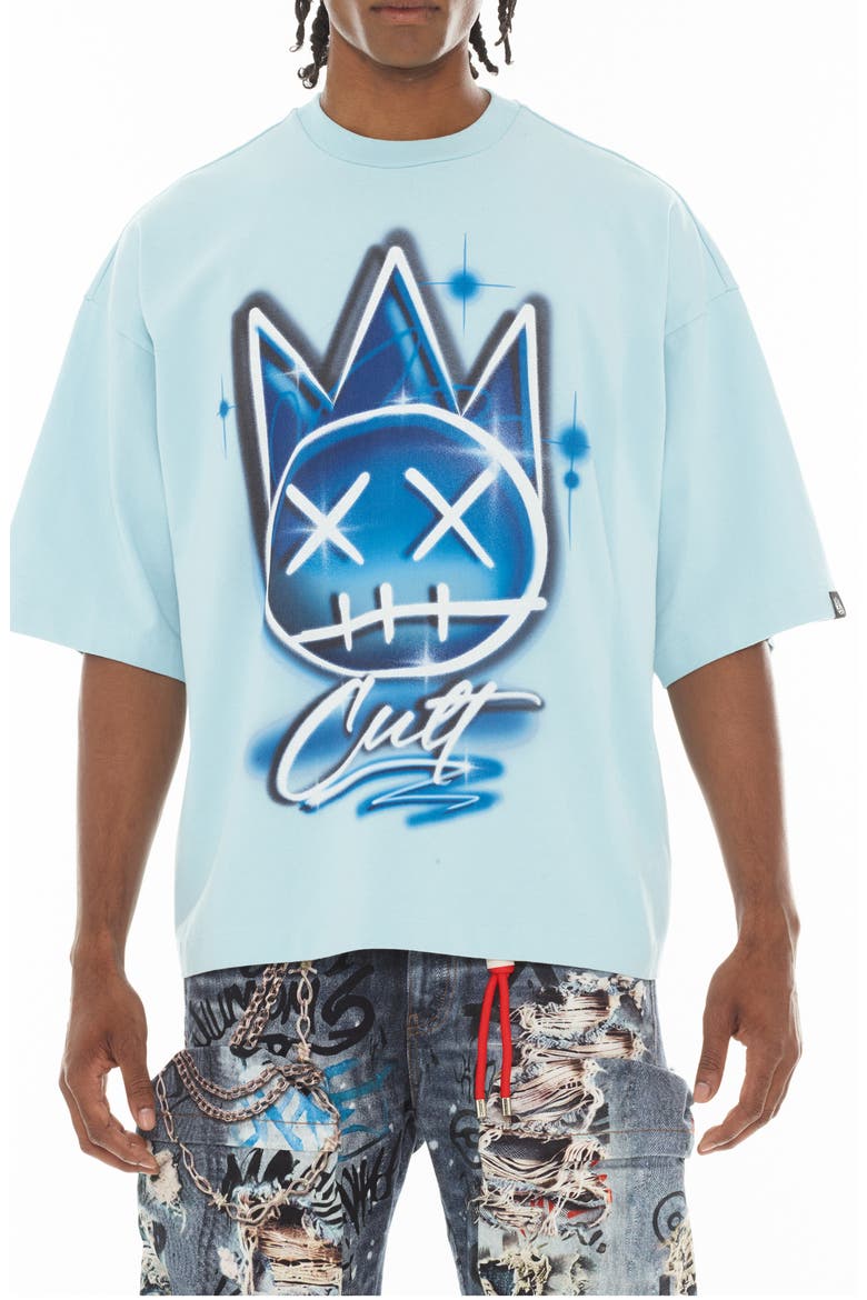 Oversized Cotton Graphic T-Shirt, Main, color, BLUE GLOW