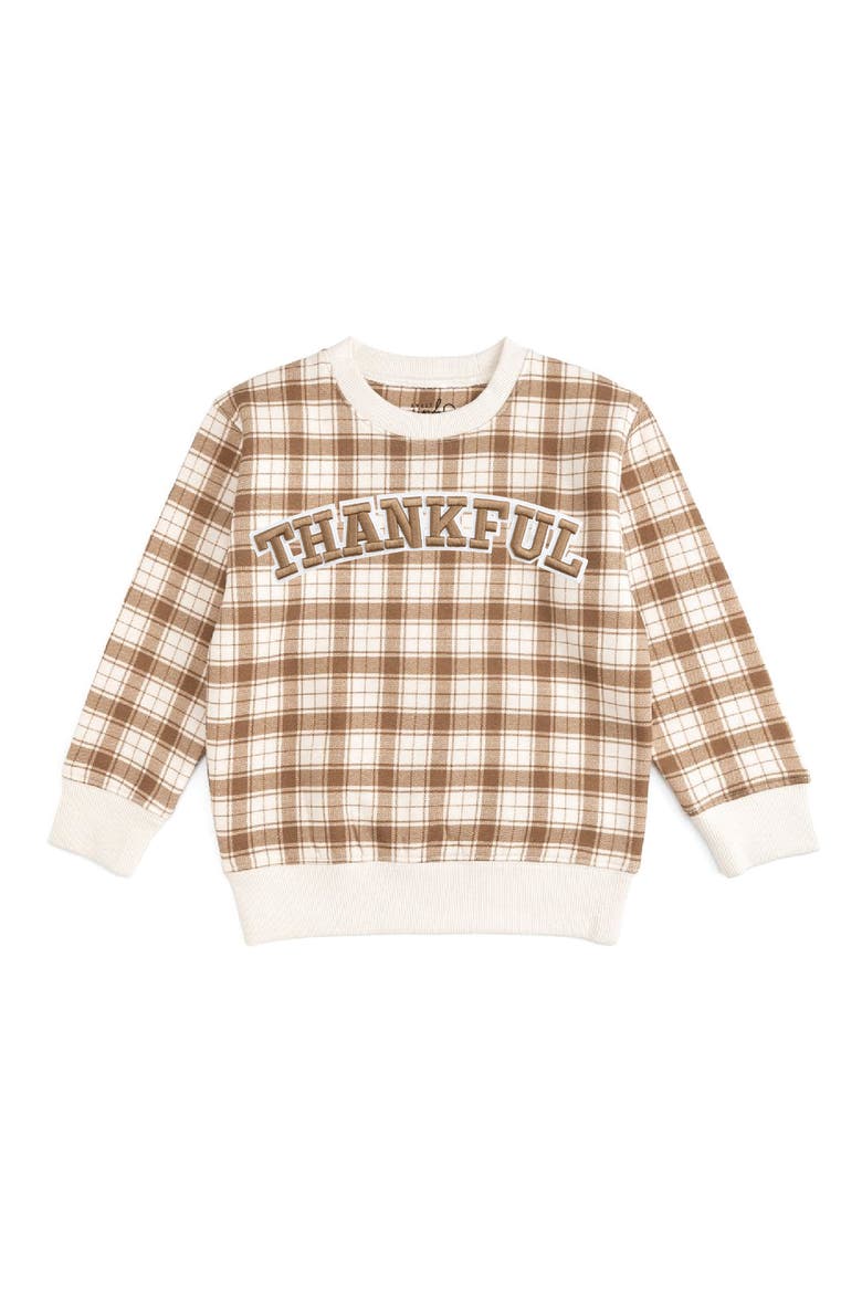 Thankful Patch Thanksgiving Sweatshirt, Main, color, Natural