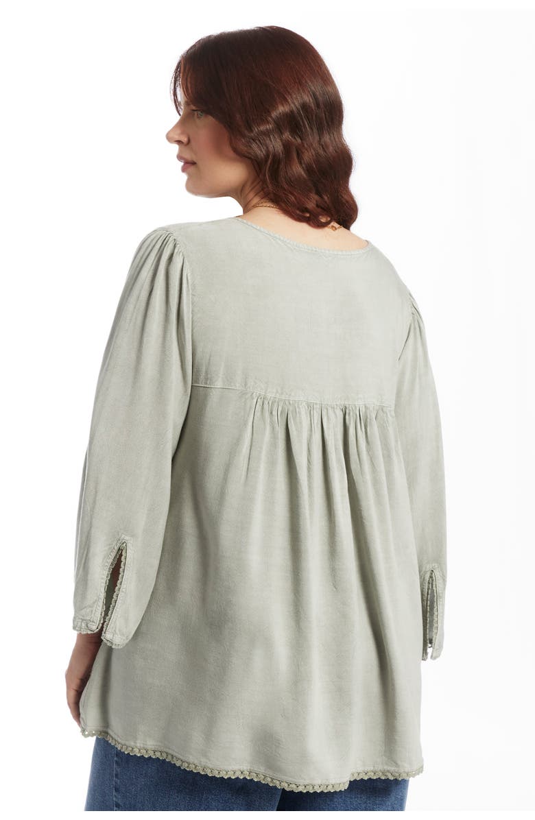 June + Vie Acid Wash Peasant Blouse, Alternate, color, Slate