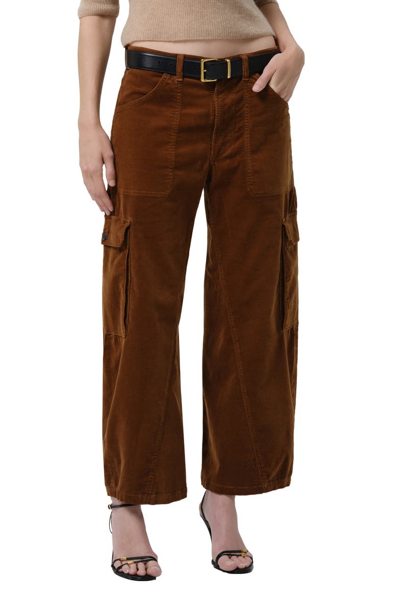 Thassos Twisted Seam Utility Corduroy Wide Leg Pants, Main, color, MANUKA BRONZE