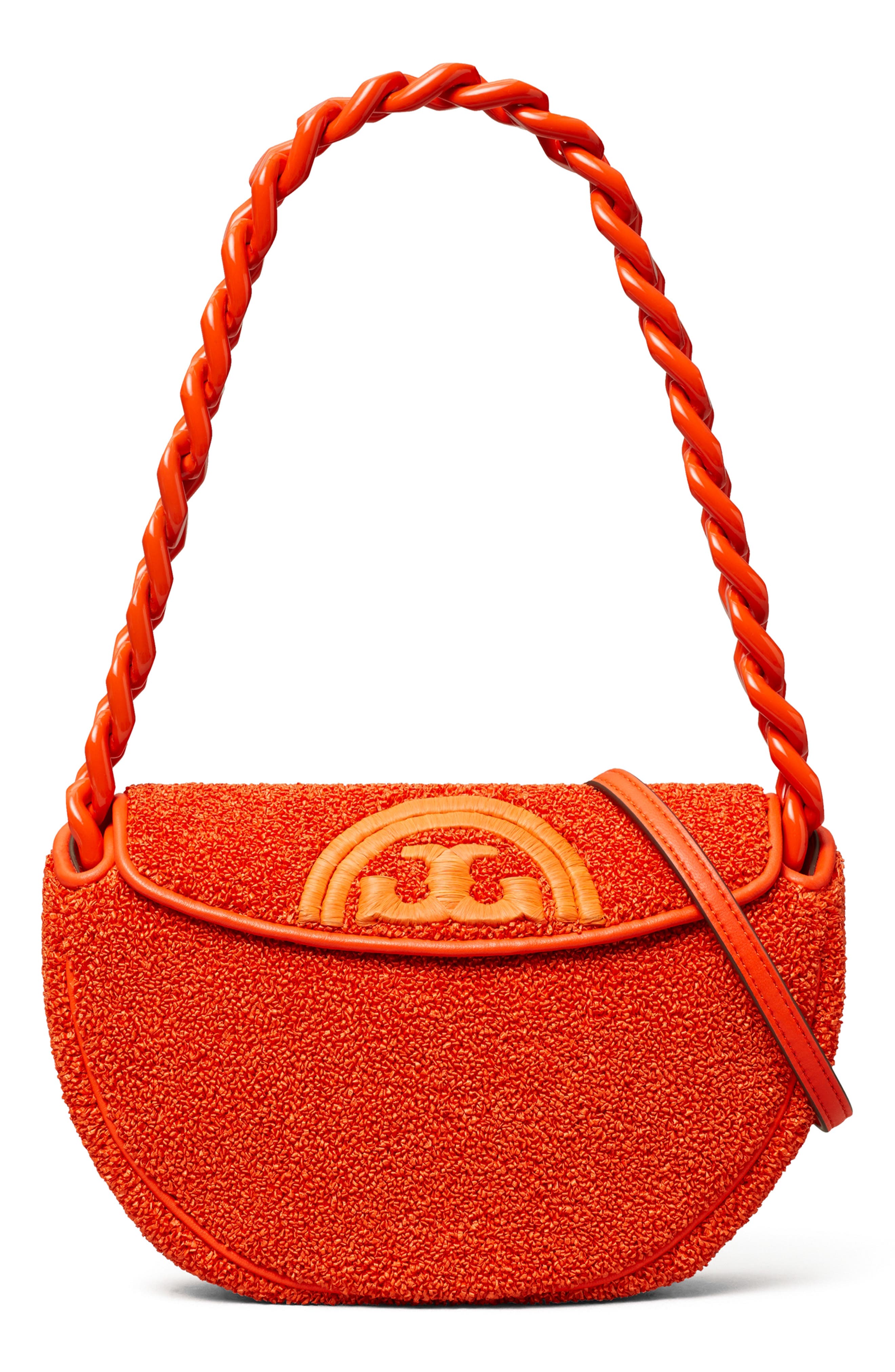 Mini Fleming Soft Crescent Shoulder Bag, Main, color, POPPY RED