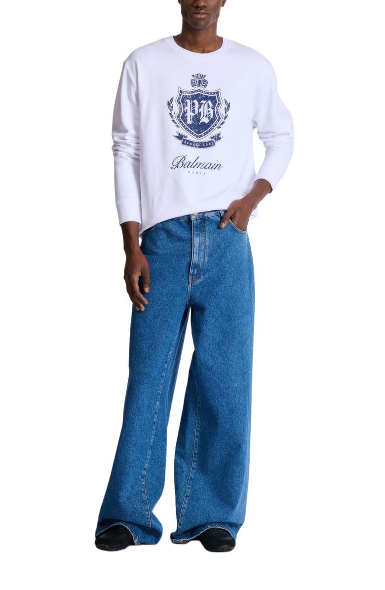 Balmain College Emblem sweatshirt, Alternate, color, Blue