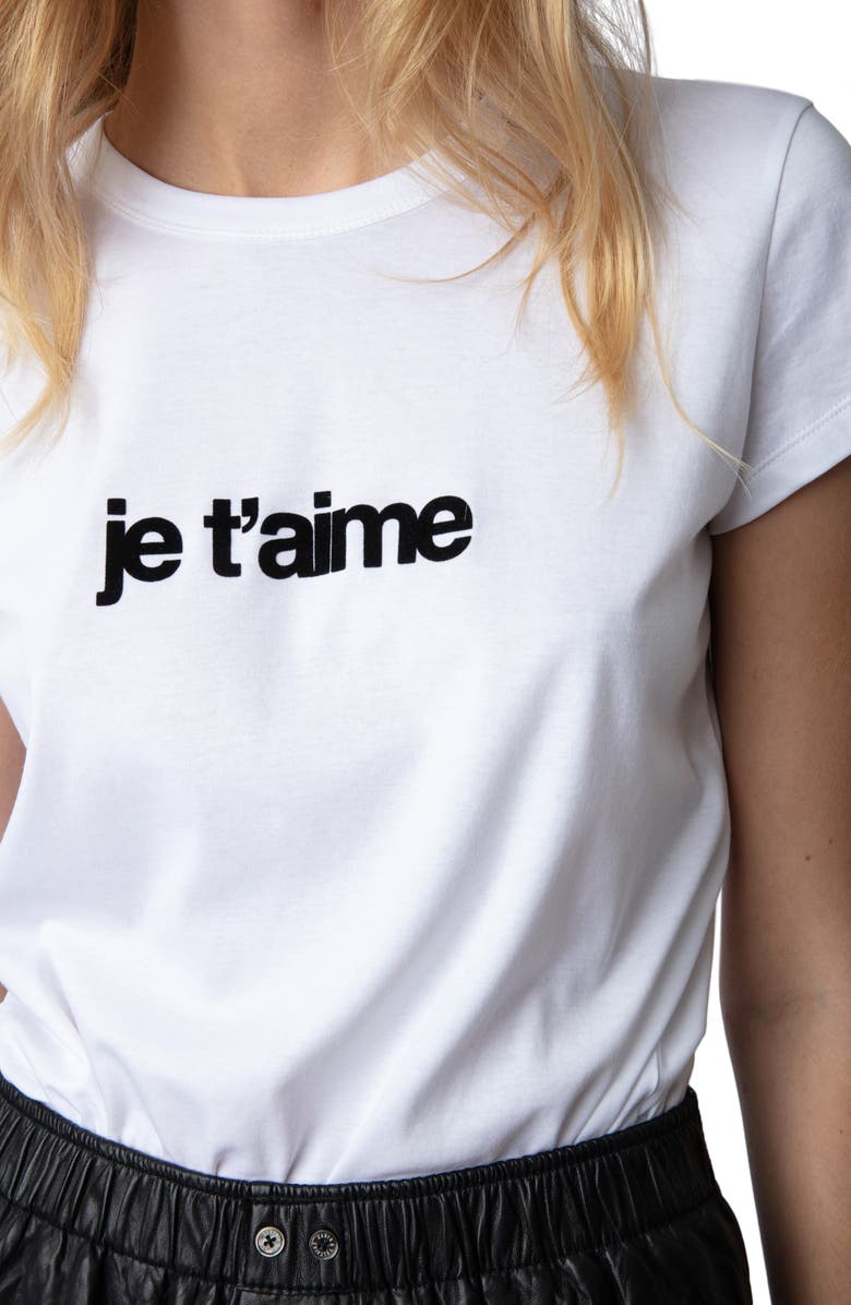 Zadig & Voltaire Je T'Aime Organic Cotton Graphic T-Shirt, Alternate, color,