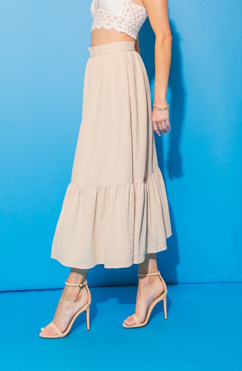 FLYING TOMATO Textured Midi Skirt, Alternate, color, Natural