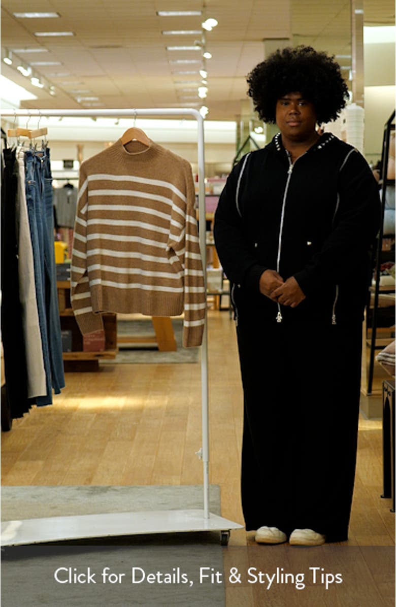 Oversize Stripe Mock Neck Sweater, sales video thumbnail