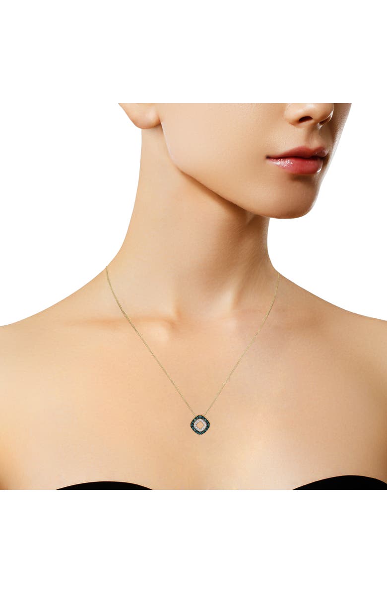 Haus of Brilliance 14K Yellow Gold Plated .925 Sterling Silver 1/2 Cttw Color Treated Diamond Square Pendant Necklace, Alternate, color, Blue And White Diamonds