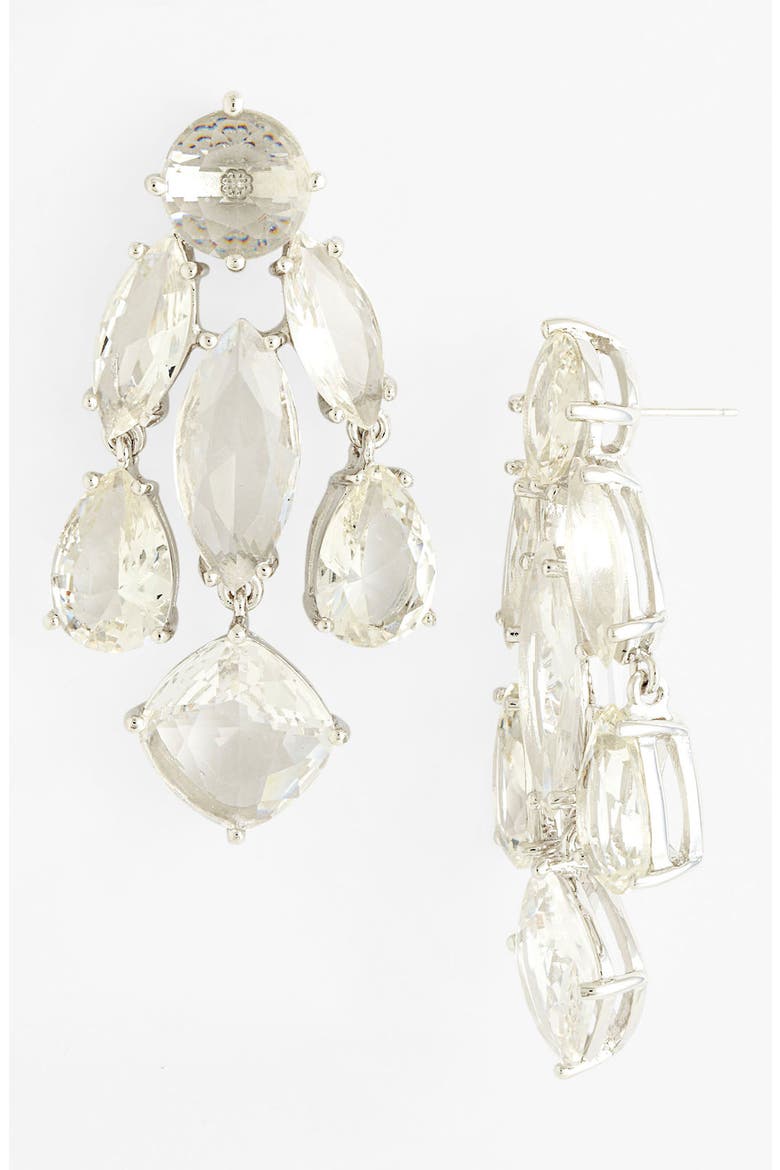 statement chandelier earrings, Main, color, CLEAR/ SILVER