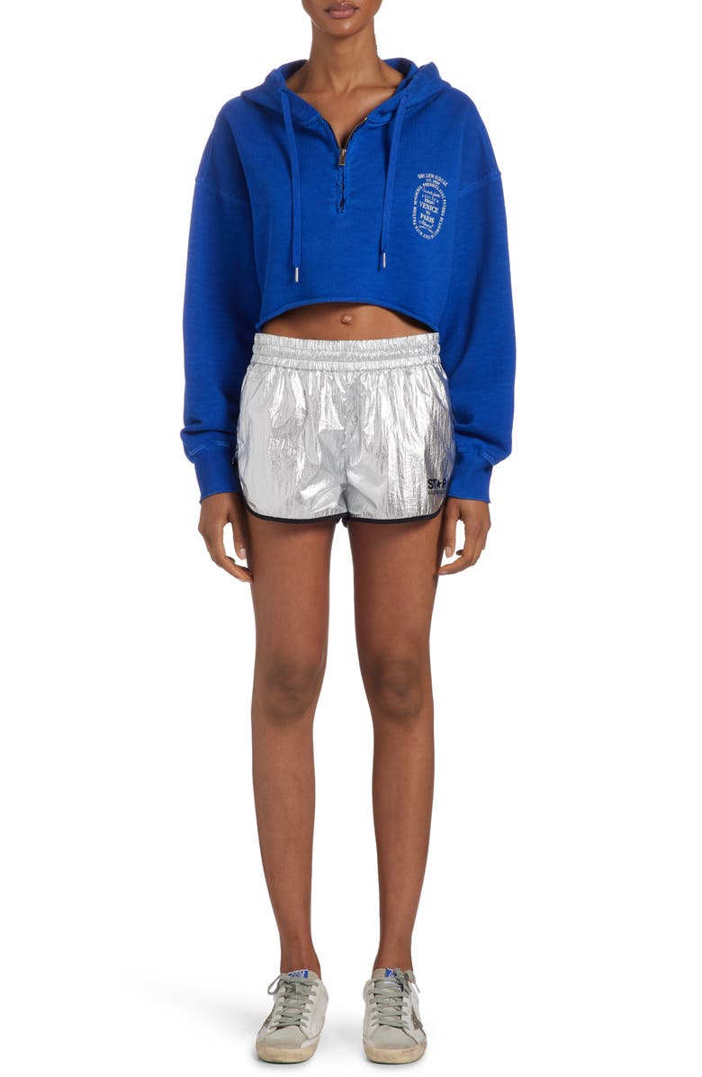 Golden Goose Crop Cotton French Terry Logo Graphic Hoodie, Alternate, color, 