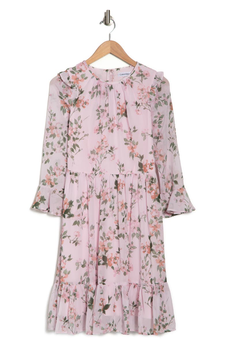 Calvin Klein Floral Long Sleeve Dress, Alternate, color,