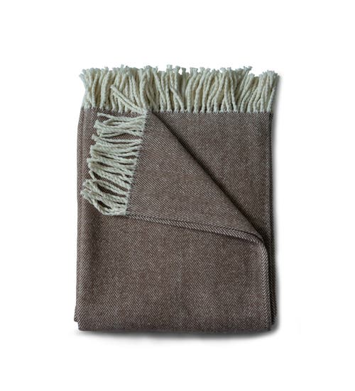 Evangeline 100% Cotton Herringbone Throws In Brown