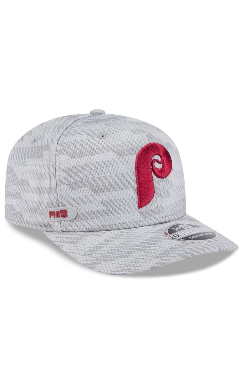 New Era Men's New Era Gray Philadelphia Phillies 2025 MLB Clubhouse 9SEVENTY Stretch-Snap Hat, Main, color, 
