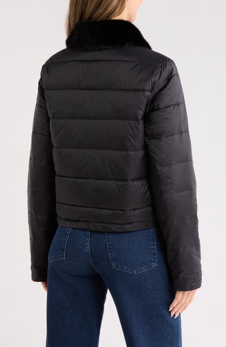 La Fiorentina Faux Fur Collared Puffer Jacket, Alternate, color, Black