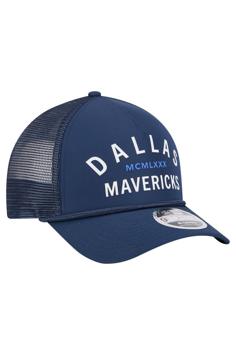 Men's New Era  Navy Dallas Mavericks Minimalist A-Frame 9FORTY Trucker Hat, Alternate, color, Navy