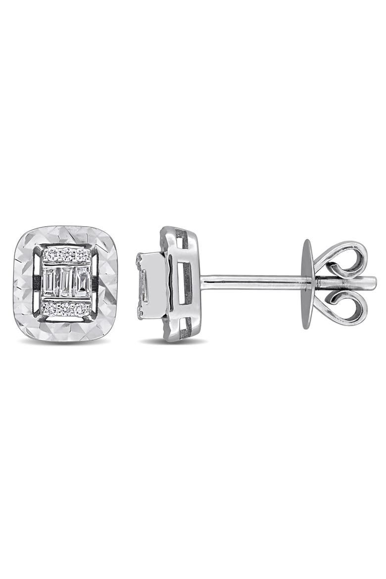 Diamond Square Stud Earrings 14k White Gold, Main, color, 14k White Gold