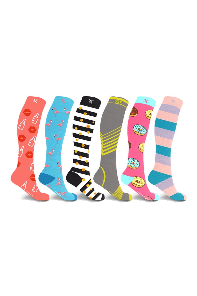 6-Pack Compression Knee High Socks, Main, color, MIX