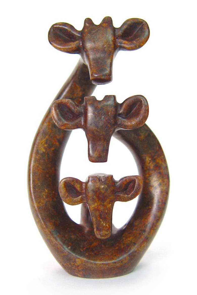 Stone Giraffe Family of Three - 5", Main, color, Brown